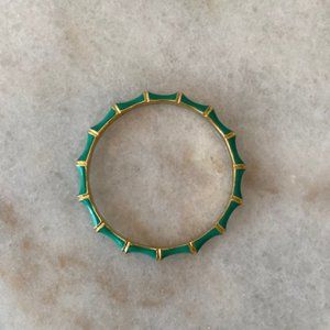 Stella and Dot Gold and Emerald Green Enamel Bangle Bamboo Motif